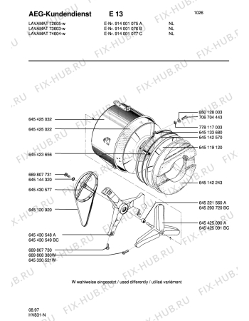 Взрыв-схема стиральной машины Aeg LAV74604 UPDATE - Схема узла Tub and drum